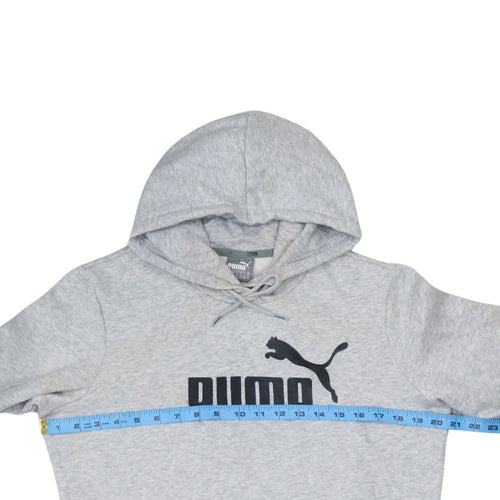 Puma Women Grey Logo Pullover Hoodie Size 14 Cotton Blend