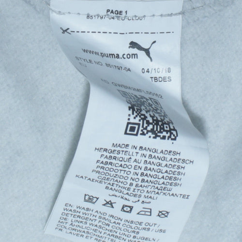 Puma Women Grey Logo Pullover Hoodie Size 14 Cotton Blend