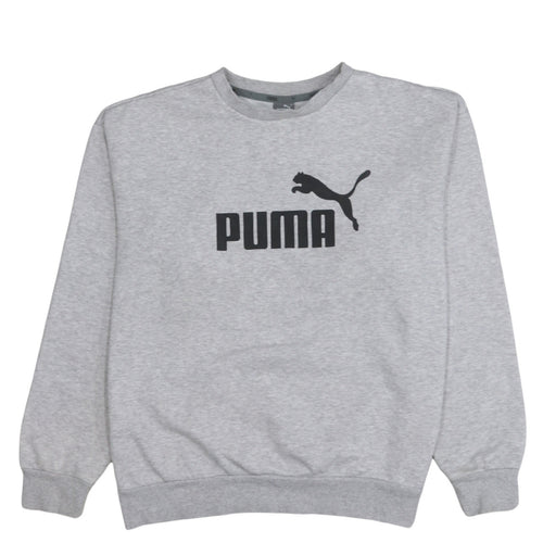 Puma Men's Grey Medium Logo Crew Neck Pullover Sweatshirt