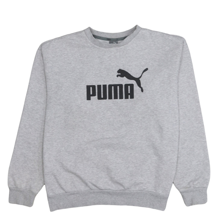 Puma Men's Grey Medium Logo Crew Neck Pullover Sweatshirt