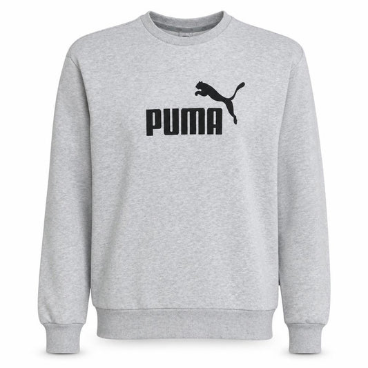 Front view of Puma Men's Grey Medium Logo Crew Neck Pullover Sweatshirt