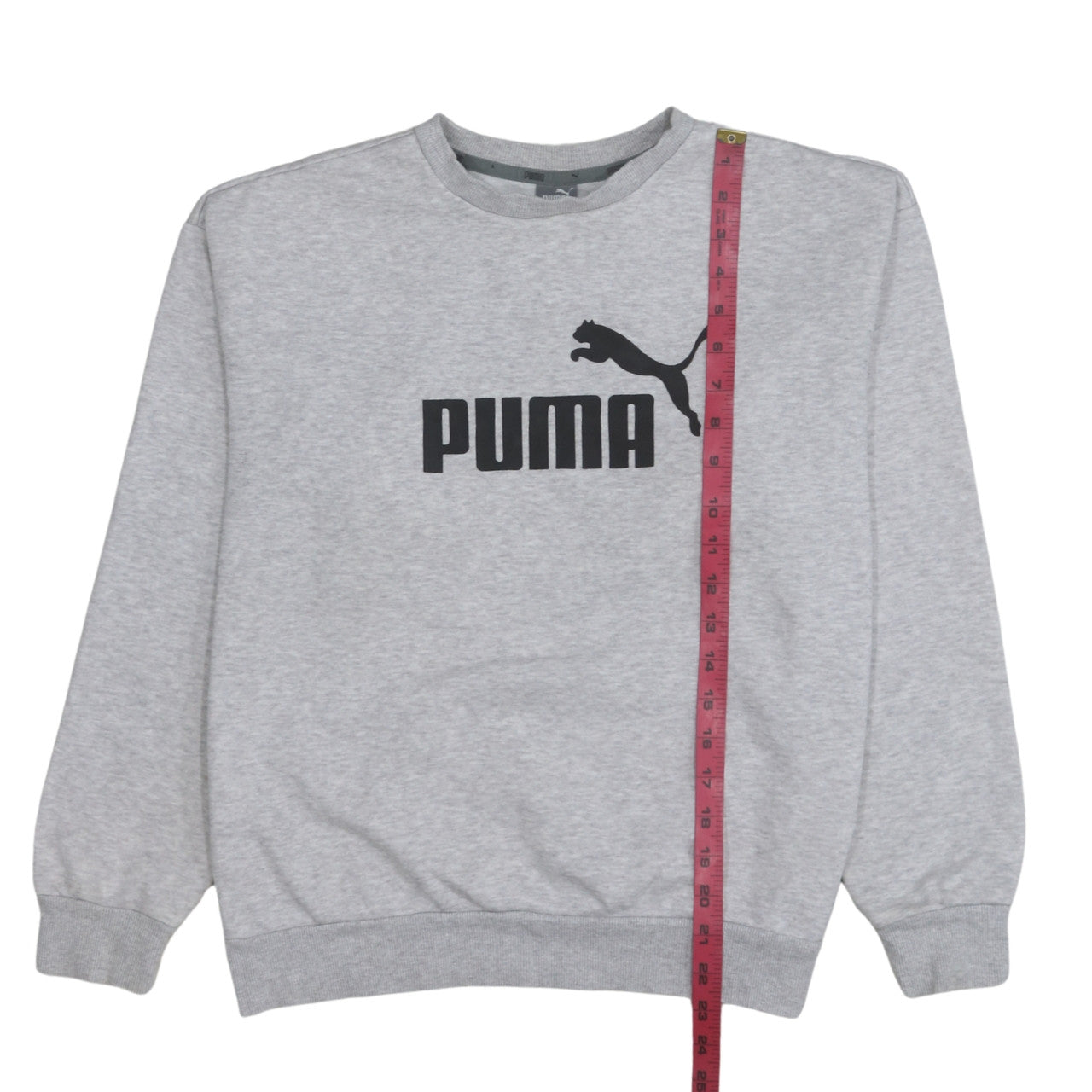 Puma Men's Grey Medium Logo Crew Neck Pullover Sweatshirt