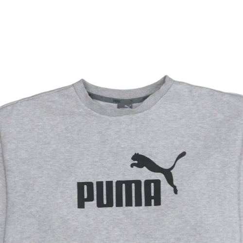Puma Men's Grey Medium Logo Crew Neck Pullover Sweatshirt