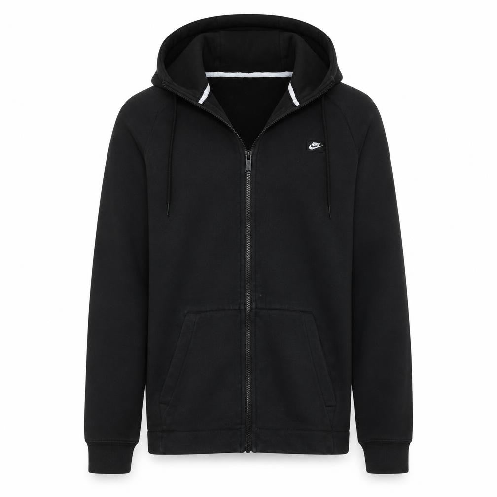 Front view of Nike Men's Black Full Zip Hoodie, size S, Regular Fit