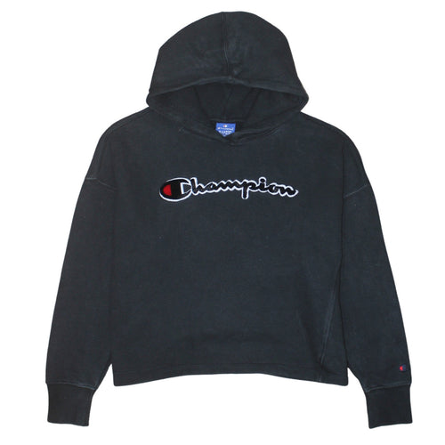 Champion Girls Black Hoodie X-Large 13-14 Years Cotton Pullover Logo Sweatshirt
