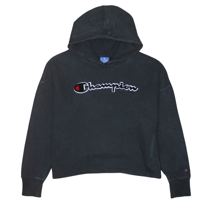 Champion Girls Black Hoodie X-Large 13-14 Years Cotton Pullover Logo Sweatshirt