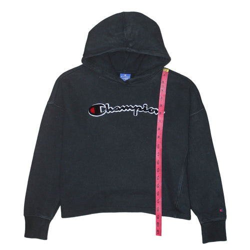 Champion Girls Black Hoodie X-Large 13-14 Years Cotton Pullover Logo Sweatshirt