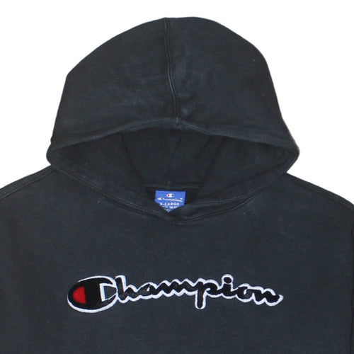 Champion Girls Black Hoodie X-Large 13-14 Years Cotton Pullover Logo Sweatshirt