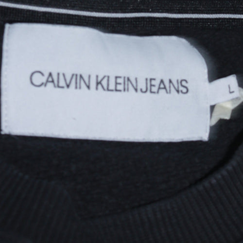 Calvin Klein Jeans Women's Black Logo Cotton Sweatshirt Size L