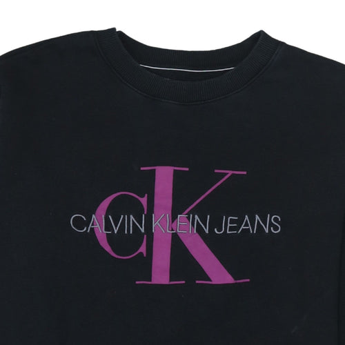 Calvin Klein Jeans Women's Black Logo Cotton Sweatshirt Size L