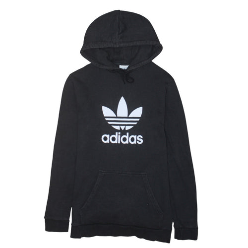 Adidas Mens Black Pullover Hoodie Medium Logo Fleece Sweatshirt