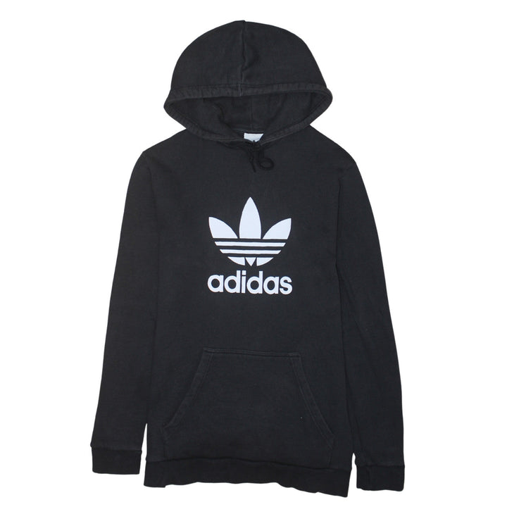 Adidas Mens Black Pullover Hoodie Medium Logo Fleece Sweatshirt