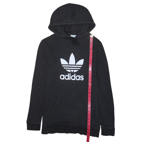 Adidas Mens Black Pullover Hoodie Medium Logo Fleece Sweatshirt
