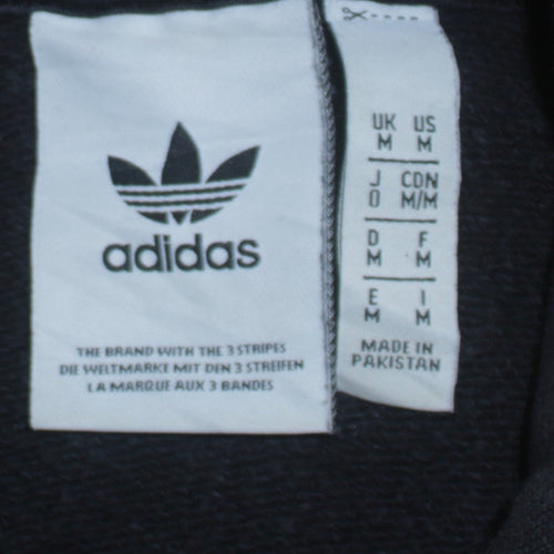 Adidas Mens Black Pullover Hoodie Medium Logo Fleece Sweatshirt