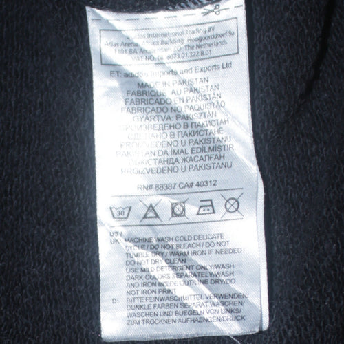 Adidas Mens Black Pullover Hoodie Medium Logo Fleece Sweatshirt