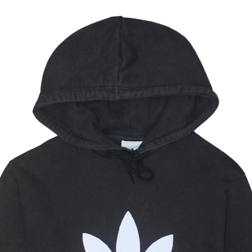 Adidas Mens Black Pullover Hoodie Medium Logo Fleece Sweatshirt