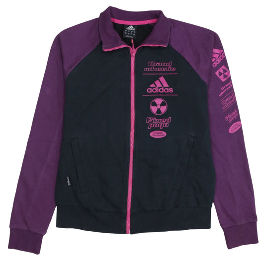 Adidas Women's Purple Black Track Jacket S Full Zip Sportswear