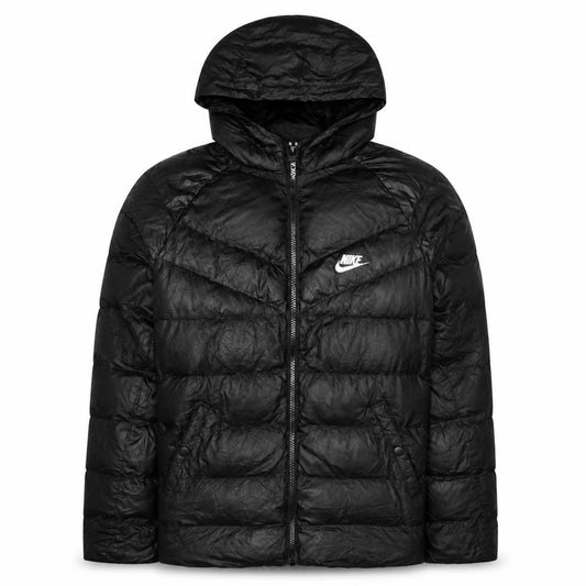 Nike Girls Black Hooded Puffer Jacket XL 158-170cm Winter Coat