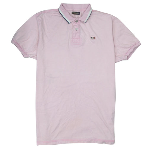 Napapijri Men Pink Short Sleeve Cotton Polo Shirt Size L