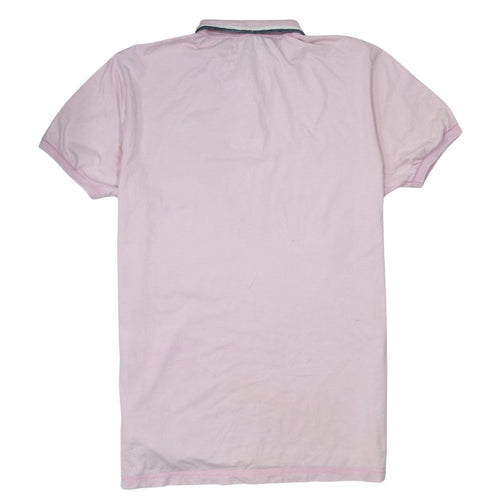 Napapijri Men Pink Short Sleeve Cotton Polo Shirt Size L