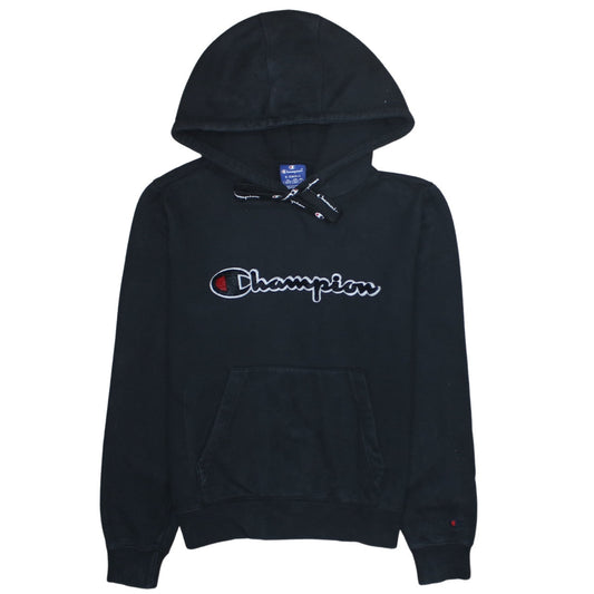 Champion Womens Black XS Pullover Hoodie Cotton Logo Hooded Sweatshirt