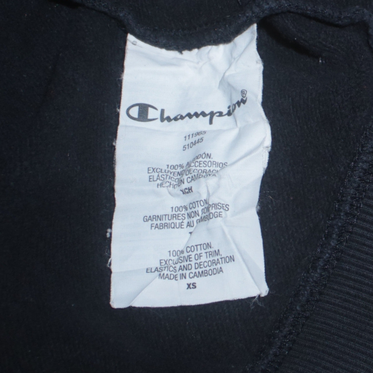 Champion Womens Black XS Pullover Hoodie Cotton Logo Hooded Sweatshirt