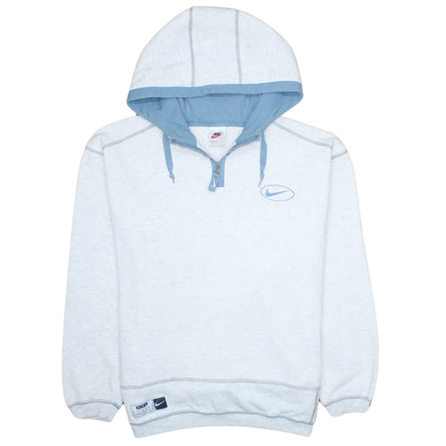 Nike Womens Light Grey Blue 1/4 Zip Hoodie Medium Cotton Blend