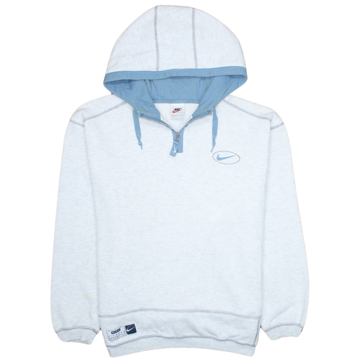 Nike Womens Light Grey Blue 1/4 Zip Hoodie Medium Cotton Blend