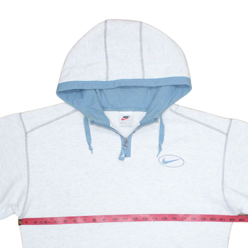 Nike Womens Light Grey Blue 1/4 Zip Hoodie Medium Cotton Blend