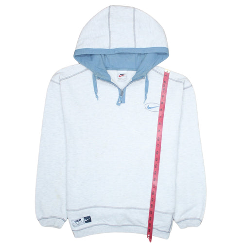 Nike Womens Light Grey Blue 1/4 Zip Hoodie Medium Cotton Blend