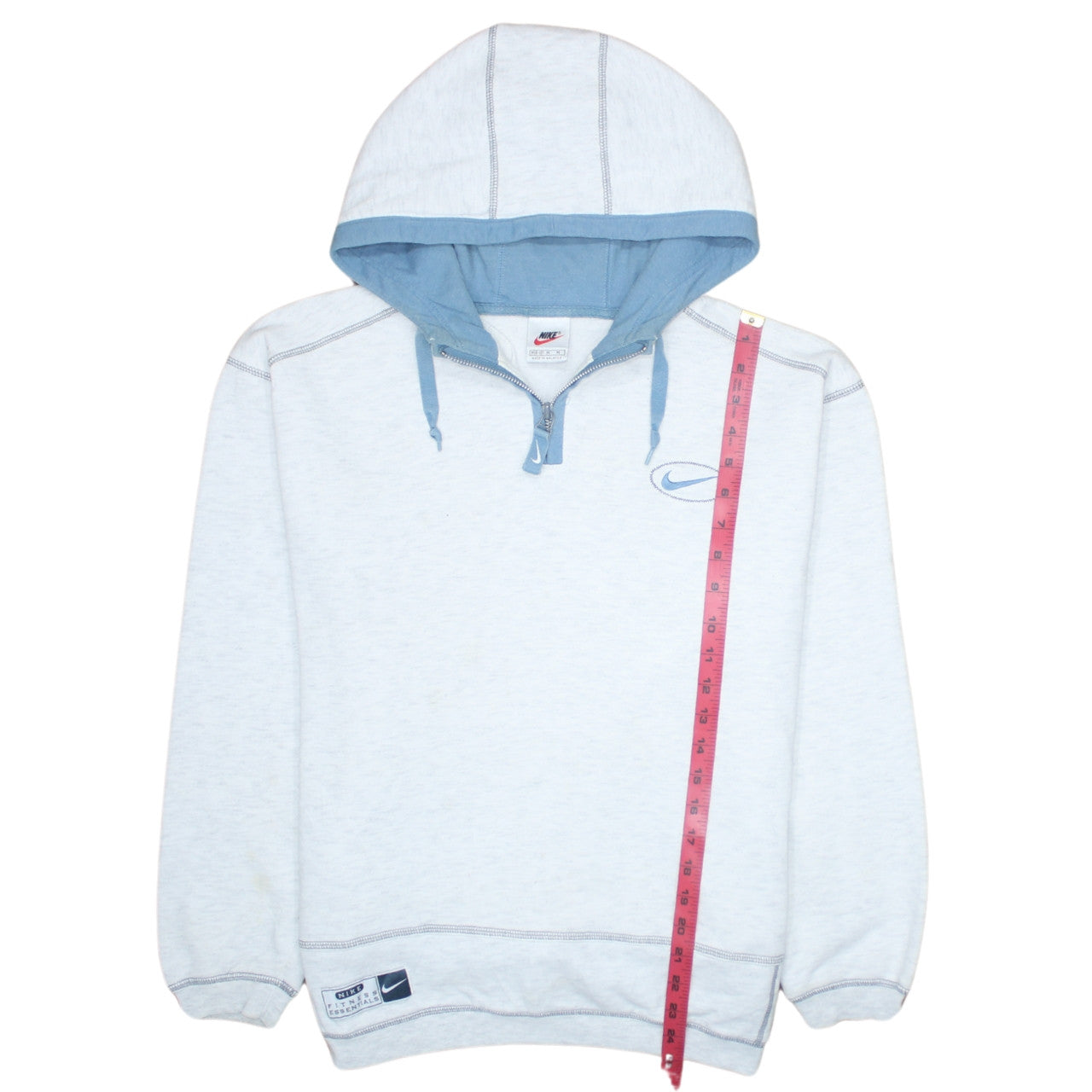 Nike Womens Light Grey Blue 1/4 Zip Hoodie Medium Cotton Blend