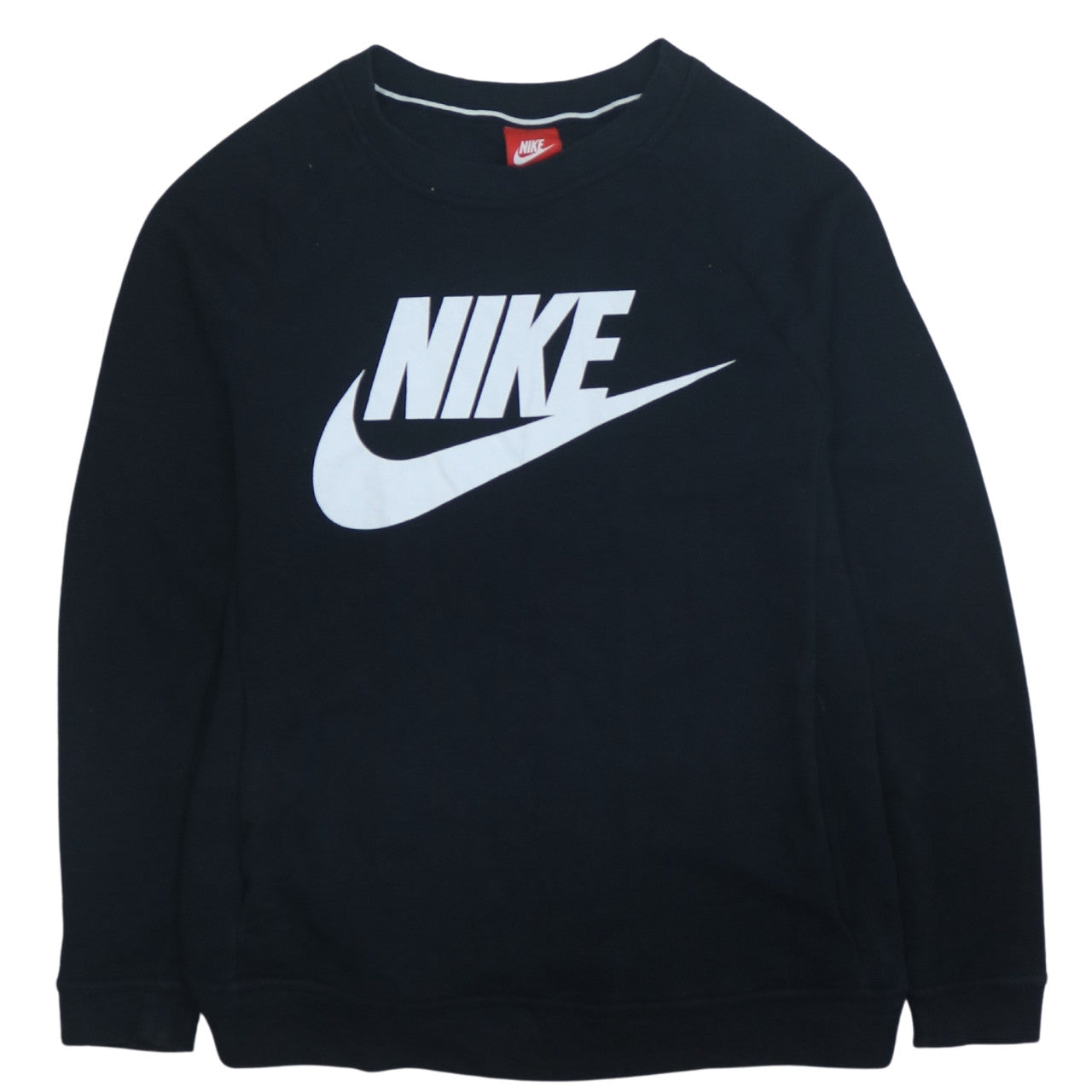 Nike Womens Black Small Pullover Crew Neck Logo Sweatshirt