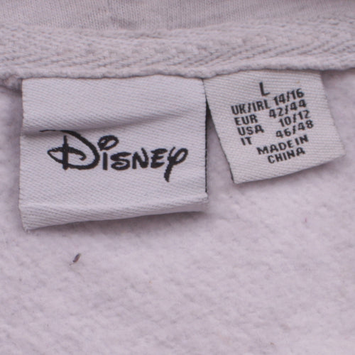 Disney Women's Beige Pullover Hoodie Size L Logo Design