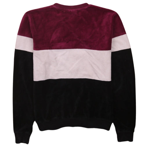 Fila Womens Burgundy Colourblock Velour Sweatshirt Size 6 XXS