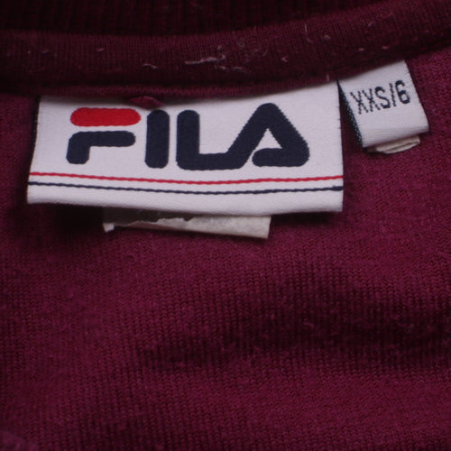 Fila Womens Burgundy Colourblock Velour Sweatshirt Size 6 XXS
