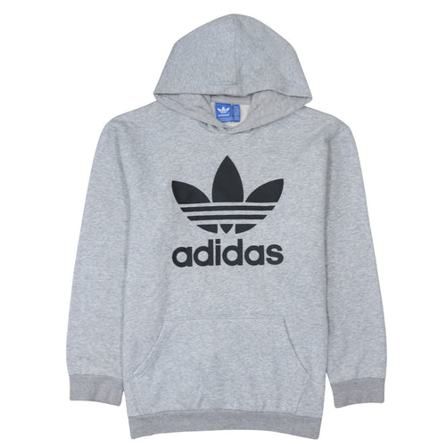 Adidas Mens Grey XL Pullover Hoodie with Logo Graphic Print