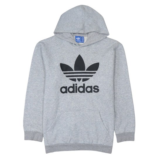 Adidas Mens Grey XL Pullover Hoodie with Logo Graphic Print