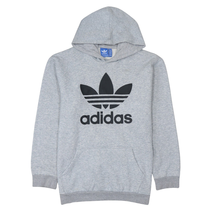 Adidas Mens Grey XL Pullover Hoodie with Logo Graphic Print