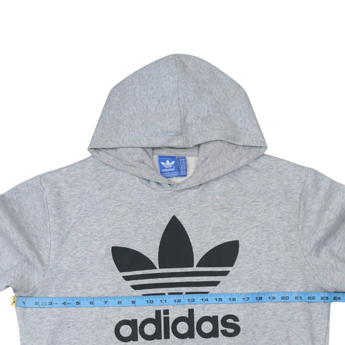 Adidas Mens Grey XL Pullover Hoodie with Logo Graphic Print