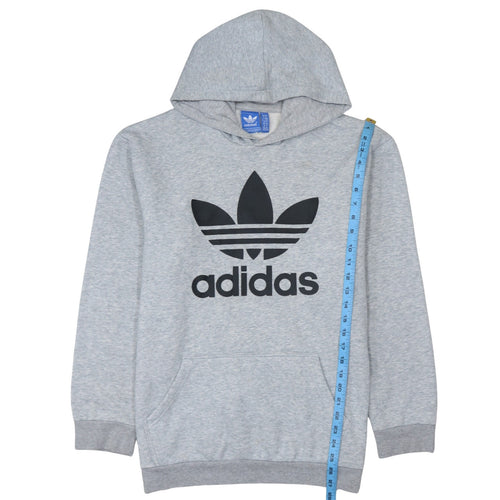 Adidas Mens Grey XL Pullover Hoodie with Logo Graphic Print