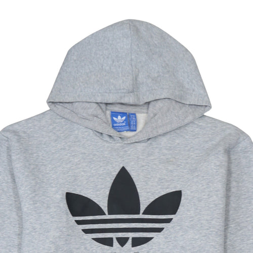 Adidas Mens Grey XL Pullover Hoodie with Logo Graphic Print