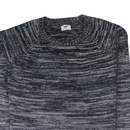 Lee Men's Grey Marl Cotton Crew Neck Pullover Jumper Size M