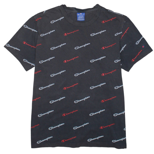 Champion Men's Black Medium Logo Graphic Print T-Shirt
