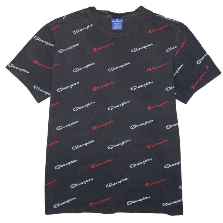 Champion Men's Black Medium Logo Graphic Print T-Shirt