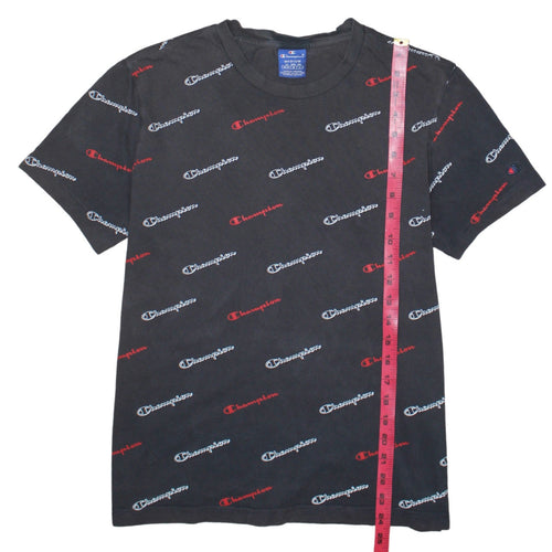 Champion Men's Black Medium Logo Graphic Print T-Shirt