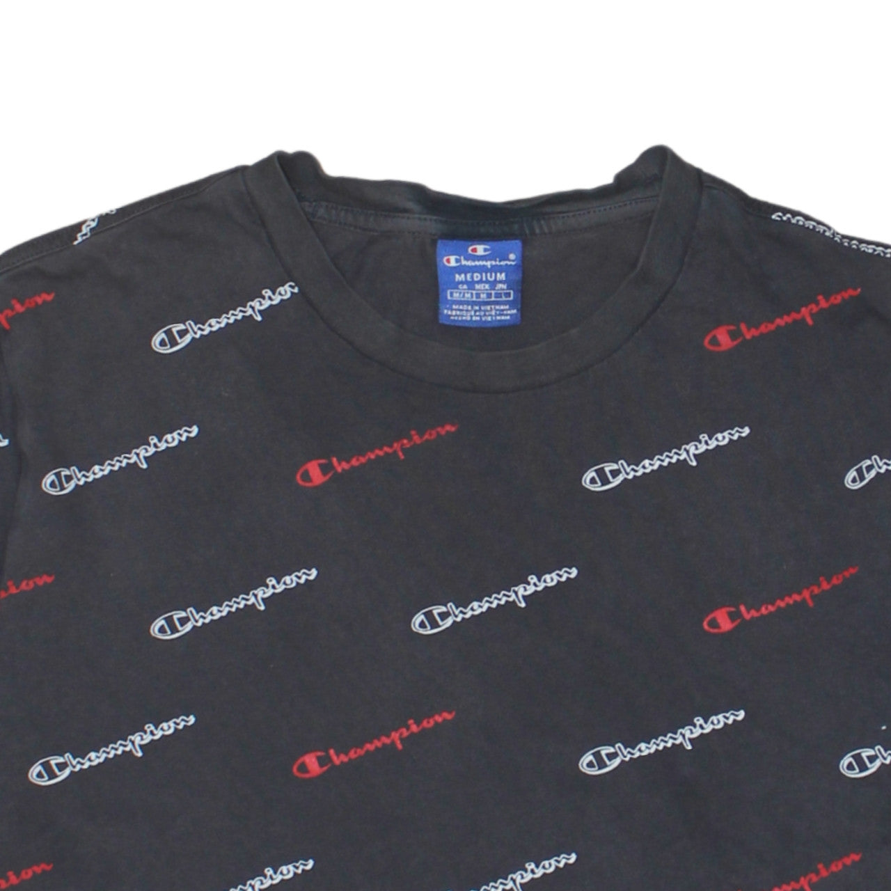 Champion Men's Black Medium Logo Graphic Print T-Shirt