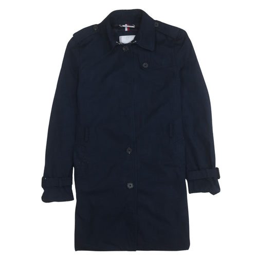 Tommy Hilfiger Womens Blue Long Trench Coat Size M