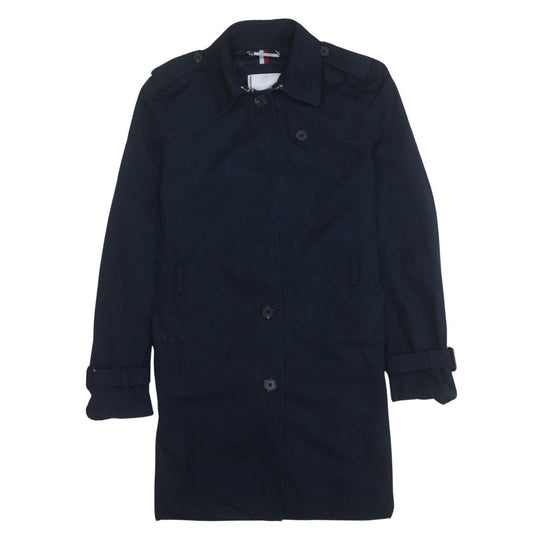Tommy Hilfiger Womens Blue Long Trench Coat Size M