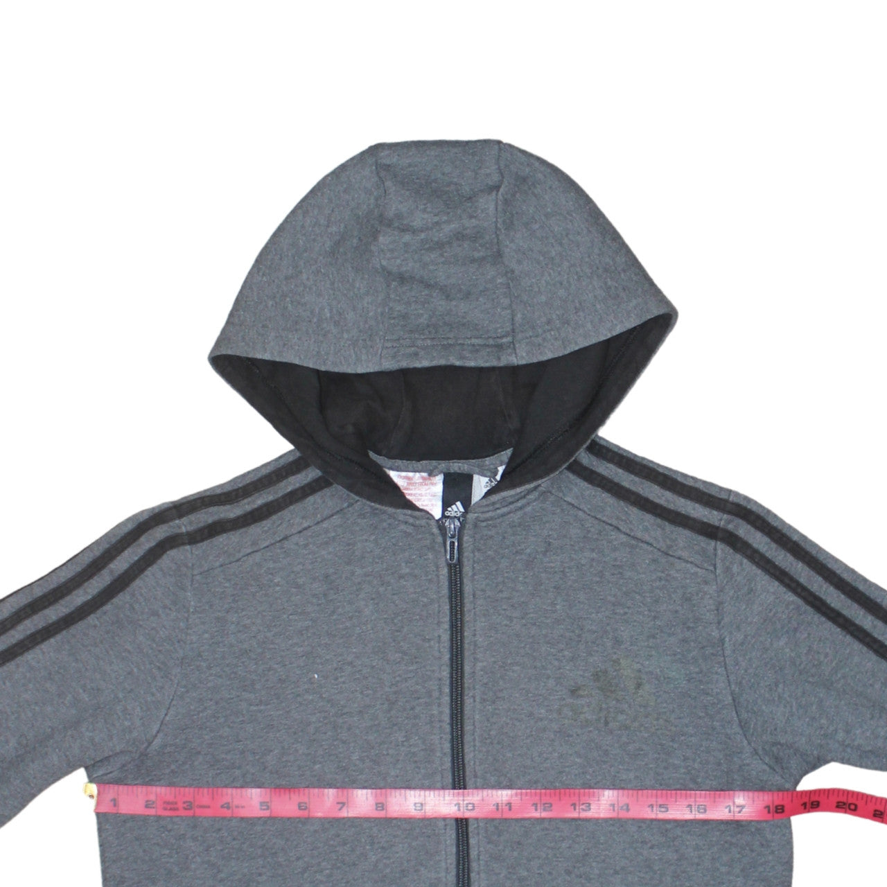 Adidas Boys Grey Full Zip Hoodie 13-14 Years Regular Fit Sportswear