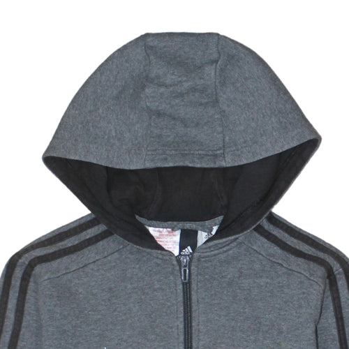 Adidas Boys Grey Full Zip Hoodie 13-14 Years Regular Fit Sportswear